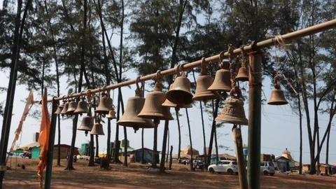 Ancient Bells on a temple Stock Footage 86243020