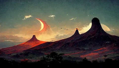 Ancient big mountain Stock Illustration