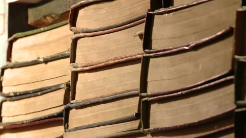 Ancient books in a bookshelf Stock-Footage 88185380
