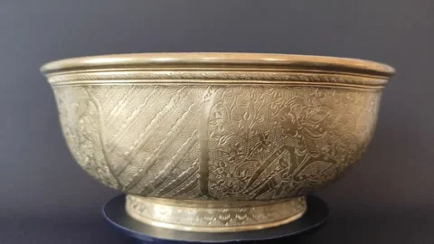 Ancient brass bowl Stock Footage 278020097