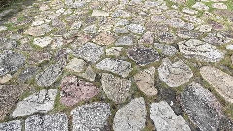 Ancient brick cobblestone 스톡 사진