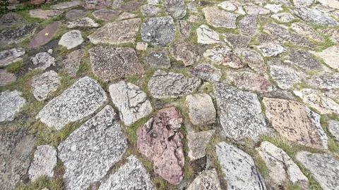 Ancient brick cobblestone 스톡 사진