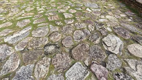 Ancient brick cobblestone 스톡 사진