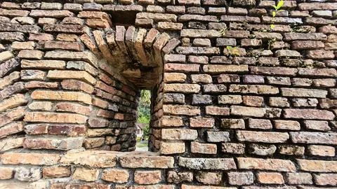 Ancient brick cobblestone 스톡 사진