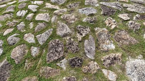 Ancient brick cobblestone 스톡 사진