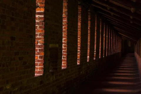 Ancient brick corridor Stock Photos