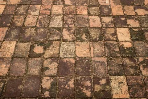 Ancient brick pavement Stock Photos