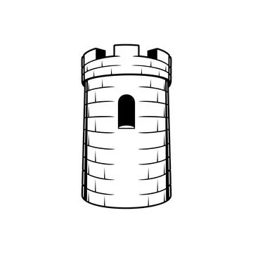 Ancient brick tower isolated castle fortress icon Stock-Illustration
