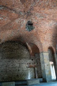 Ancient Brick Vaulted Ceiling with Lantern Stock Photos