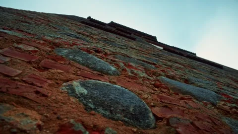 Ancient brick wall with weathered stones Stock Footage 301125353