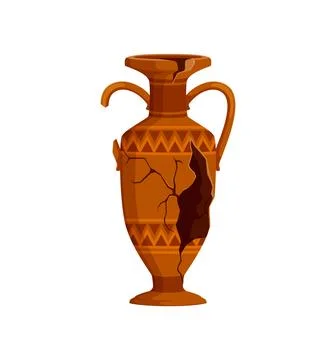 Ancient broken pottery vase, ceramic cracked jug Stock Illustration