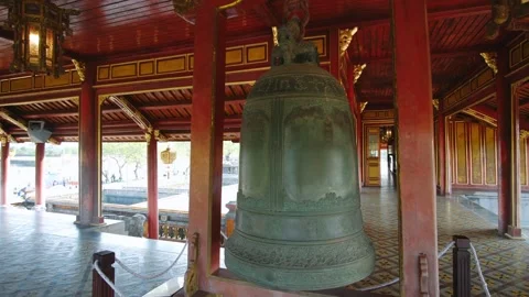 Ancient bronze bell inside a imperial city of hue, a unesco world heritage .. Stock Footage 337000526