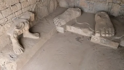 Ancient Buddha feet symbolizing devotion and heritage Video stock 318778659