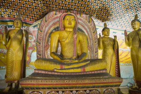 Ancient buddha statue in dambulla Stock Photos