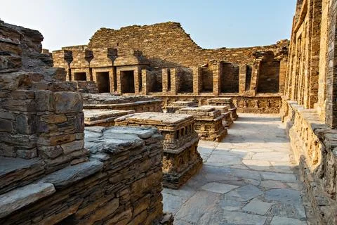Ancient Buddhist monastery complex Takht-i-Bhai, archaeological site in Khybe Stock Photos