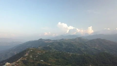 Ancient buddhist monastery in Himalayas Nepal from air Stock Footage 119298055