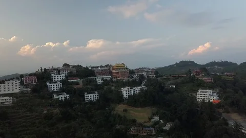 Ancient buddhist monastery in Himalayas Nepal from air Stock Footage 119301059