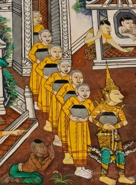 Ancient buddhist mural Stock Photos