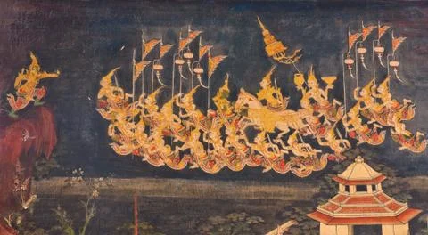 Ancient buddhist mural Stock Photos
