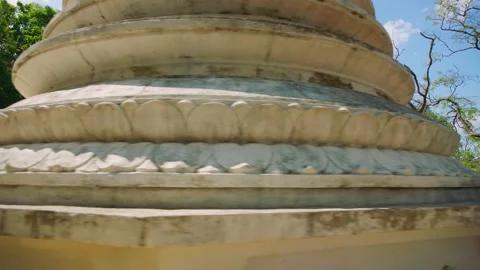 Ancient Buddhist Stupa Dome with Spire in Tropical Forest Stock Footage 327633039