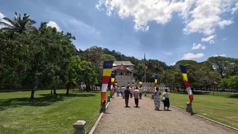 Ancient Buddhist Temple of the Sacred Tooth Relic, Kandy Stock Footage 345618533