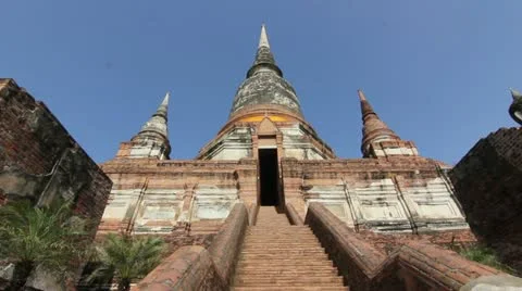 Ancient buddhist temple steps dolly shot Video stock 12248999