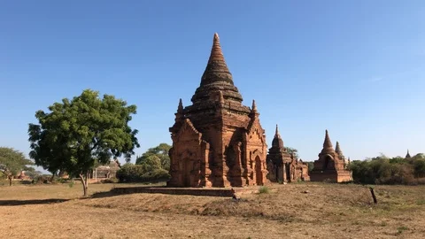 Ancient Buddhist temples in Bagan Stock Footage 122878380
