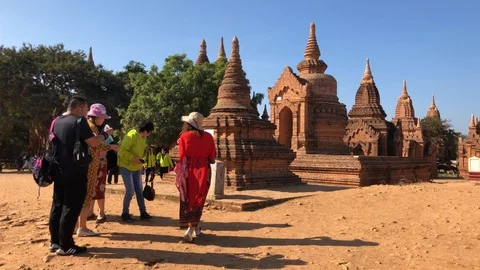 Ancient Buddhist temples in Bagan Stock Footage 122881510