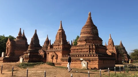 Ancient Buddhist temples in Bagan Stock Footage 122882909