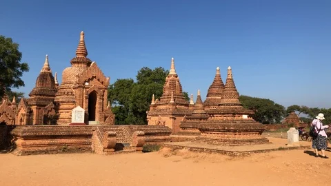 Ancient Buddhist temples in Bagan Stock Footage 122883566
