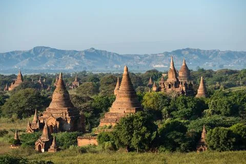 Ancient Buddhist Temples in Old Bagan, Myanmar (Burma) Stock Photos