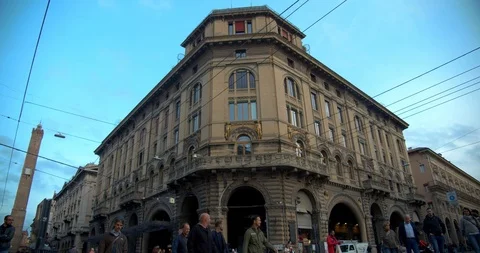 Ancient building and tower on the background Bologna Stock Footage 117353503
