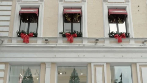 Ancient building with Christmas decorations Stock Footage 101177525