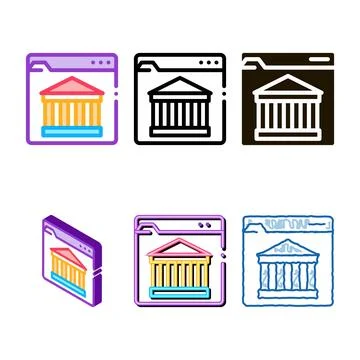 Ancient building on clean web site icon vector outline Ilustración de archivo