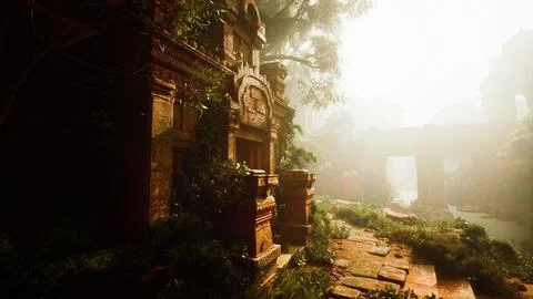 Ancient Building With Clock on Side Ilustración de archivo