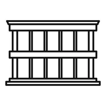Ancient building facade with columns and windows, line art style Ilustración de archivo