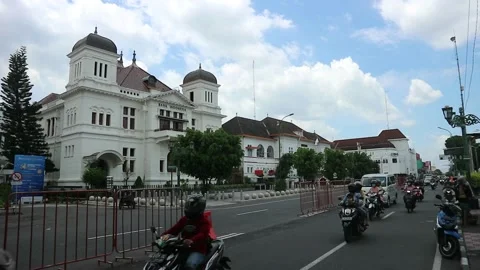 Ancient Building of the Great Post Office in Yogyakarta Indonesia. Stock Footage 159101143