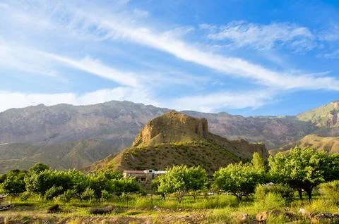 An ancient building on a hill. Stock Photos