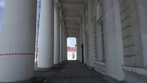 Ancient building with large columns under restoration Stock Footage 108305356