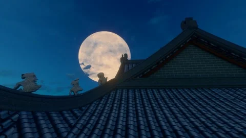 Ancient building moonrise time-lapse Stock Footage 313778502