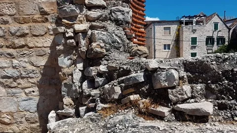 Ancient buildings in Split Stock Footage 94764447