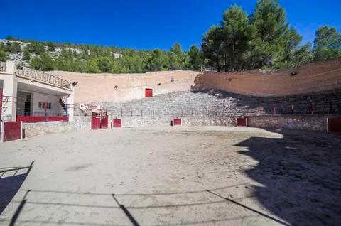 Ancient bullring, this square is constructed in the shape of ship and byline  Stock Photos