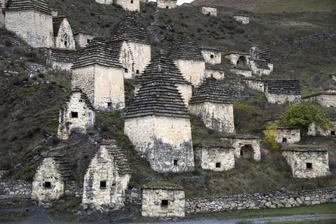 Ancient burial complex Dargavs. North Ossetia, Russia Stock Photos