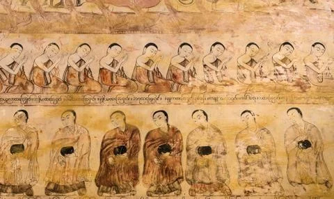 Ancient burmese mural Stock Photos
