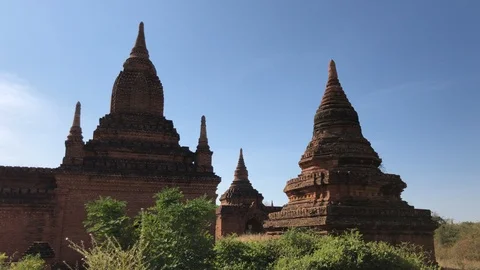 Ancient Burmese Temples in Bagan Stock Footage 122233029