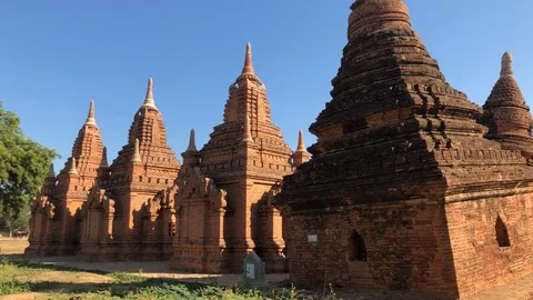 Ancient Burmese Temples in Bagan Stock Footage 122233252