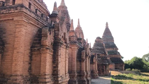 Ancient Burmese Temples in Bagan Stock Footage 122233290