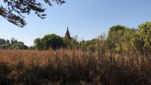 Ancient Burmese Temples in Bagan Stock Footage 122233453