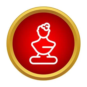 Ancient bust sculpture icon in red gold circle button Stock Illustration