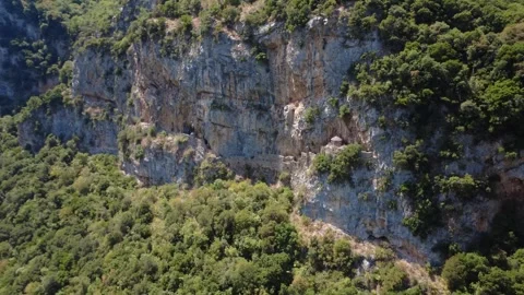Ancient Byzantine Monastery Ruins Hidden in Lousios Gorge Wilderness, Greece Stock Footage 324841516